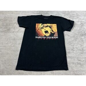 Naruto Anime Shirt Mens Medium Black Short Sleeve 100% Cotton Graphic Print